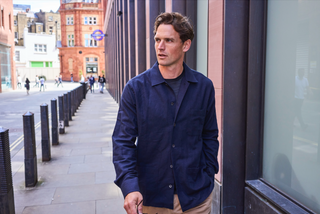 sustainable menswear mens navy overshirt