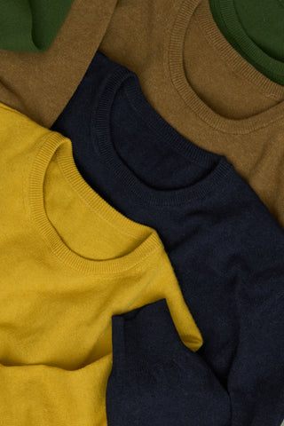 Recycled Italian Wool Knit Navy Crew Neck