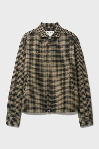 Wool Cotton Dogtooth Green and Navy Blouson Jacket