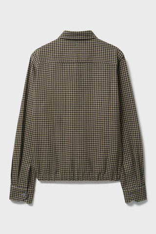 Wool Cotton Dogtooth Green and Navy Blouson Jacket