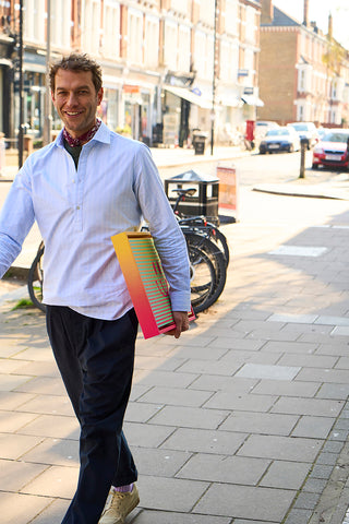 Recycled Oxford Cloth Cotton Sky New Cut Away Popover Shirt