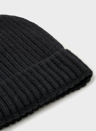 Cashmere Black Beanie