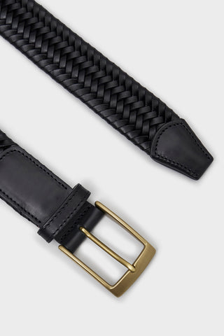 Recycled Leather Black Braided Belt