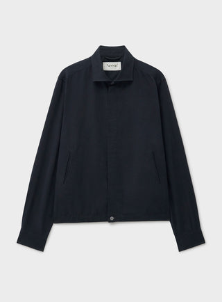 Recycled Italian Flannel Black Cropped Blouson Jacket