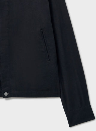 Recycled Italian Flannel Black Cropped Blouson Jacket
