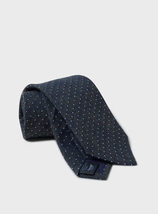 Cotton & Linen Blend Pin Dot Brown and Sky Tie