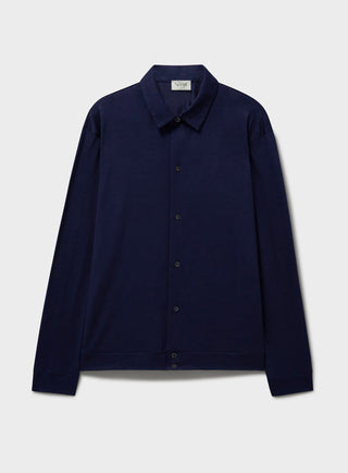 ZQ Merino Wool Jersey Steel Blue Audley Overshirt Over-Shirts Neem London 