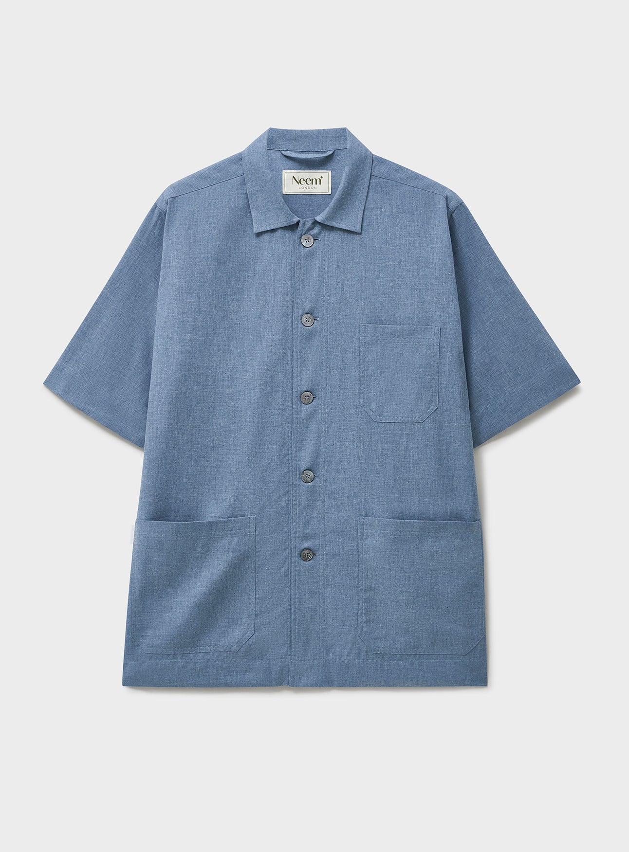 Recycled Cotton Chambray Sky Short Sleeve Shirt