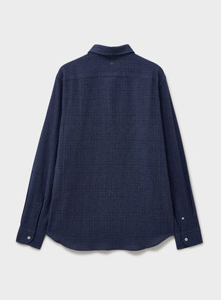 Recycled Basket Weave Navy Cut Away Popover Shirt