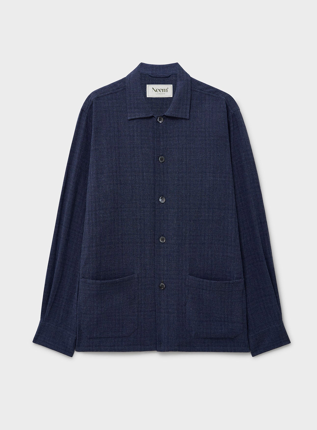 Recycled Cotton Basket Weave Navy Resort Overshirt – Neem London