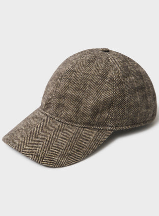 Brown herringbone wool cap 