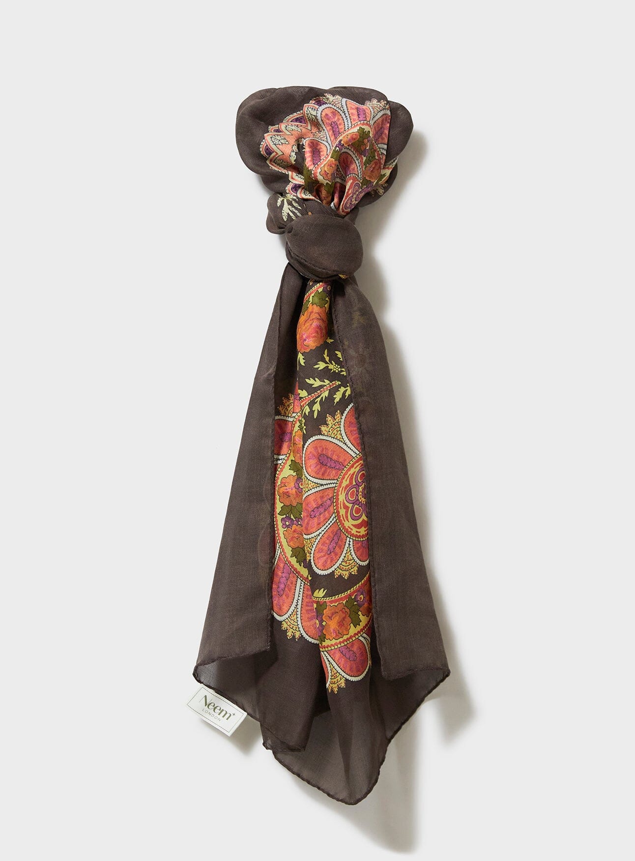 Tencel Flamboyant Orange Paisley Scarf Socks & Scarfs Neem London 