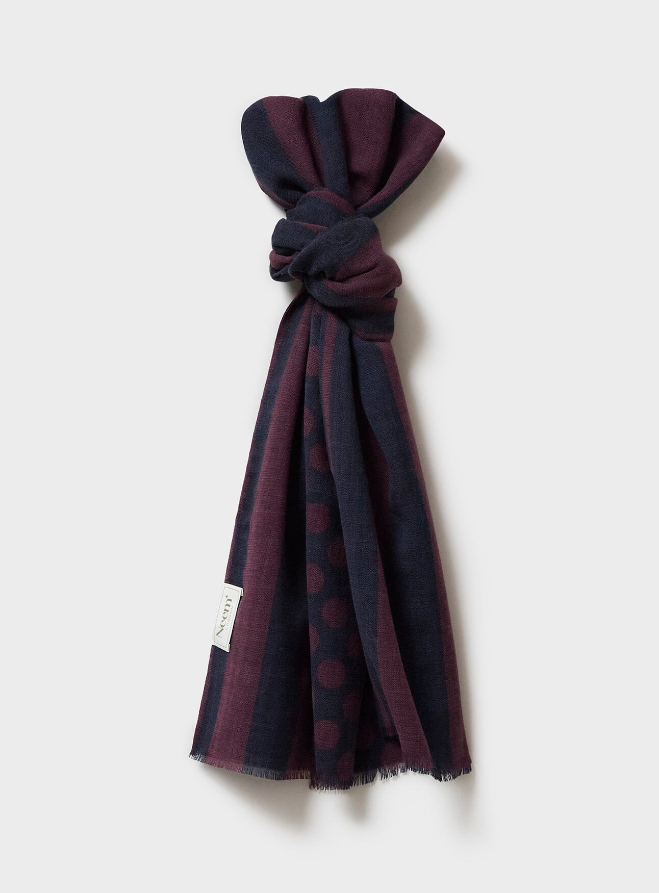 Recycled Double Faced Wool Burgundy Navy Spot Classic Scarf โ Neem