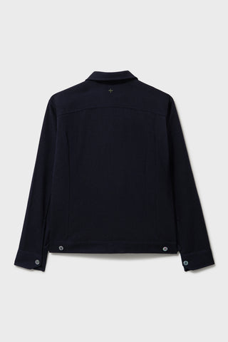 Wool Cotton Navy Herringbone Cadogan Jacket