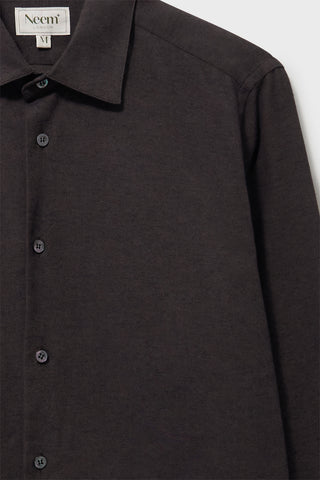 Recycled Italian Flannel Chocolate Como Collared Shirt