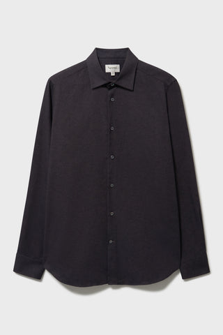 Recycled Italian Flannel Chocolate Como Collared Shirt