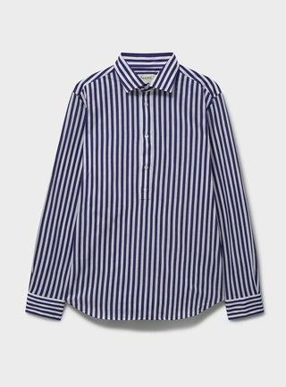 Neem Navy City Stripe Pop-Over Men's shirt Office Shirts Neem London 