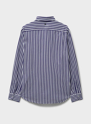 Neem Navy City Stripe Pop-Over Men's shirt Office Shirts Neem London 