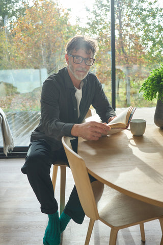 Recycled British Ribbed Cotton Upbeat Green Men's Socks