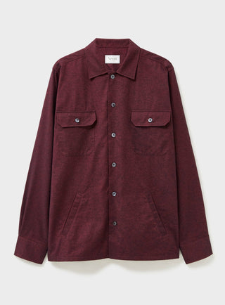Recycled Italian Flannel Deep Red Piccadilly Overshirt Over-Shirts Neem London 