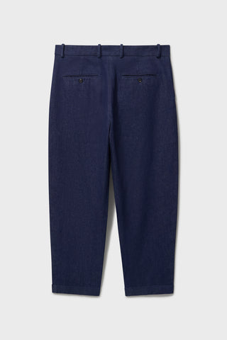 100% Recycled Denim Blue Pleated Trouser