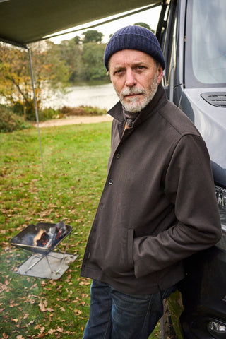 Recycled Italian Heavy Twill Chocolate Bomber Jacket