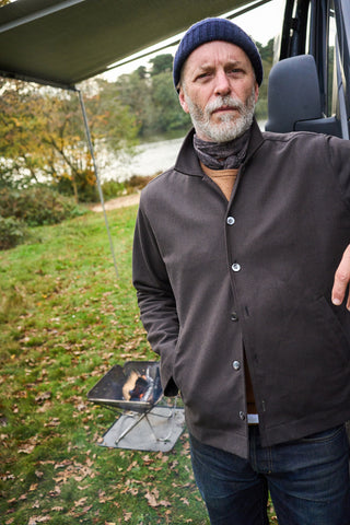 Recycled Italian Heavy Twill Chocolate Bomber Jacket