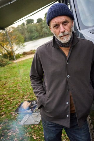 Recycled Italian Heavy Twill Chocolate Bomber Jacket