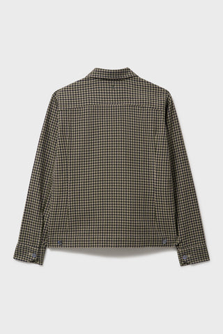Wool Cotton Navy and Green Dogtooth Cadogan Jacket