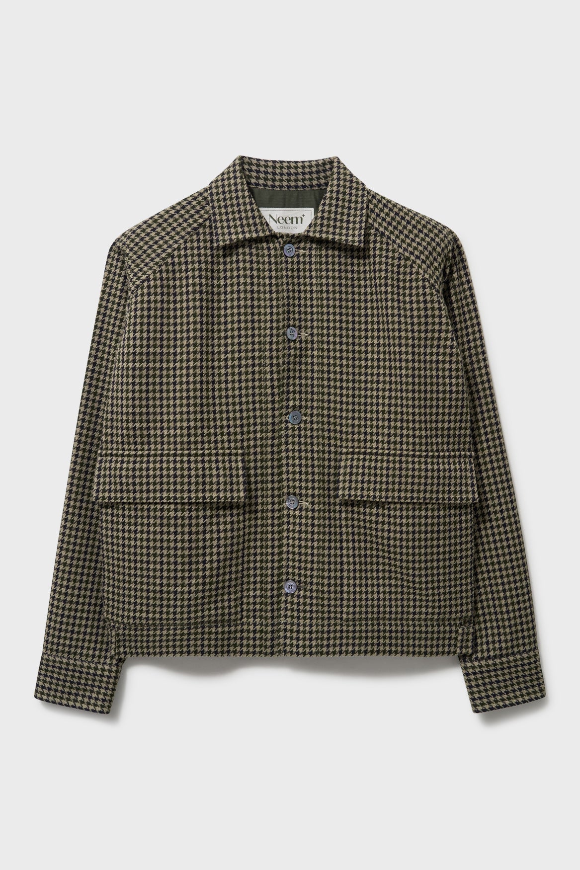 Wool Cotton Green Dogtooth Cadogan Jacket