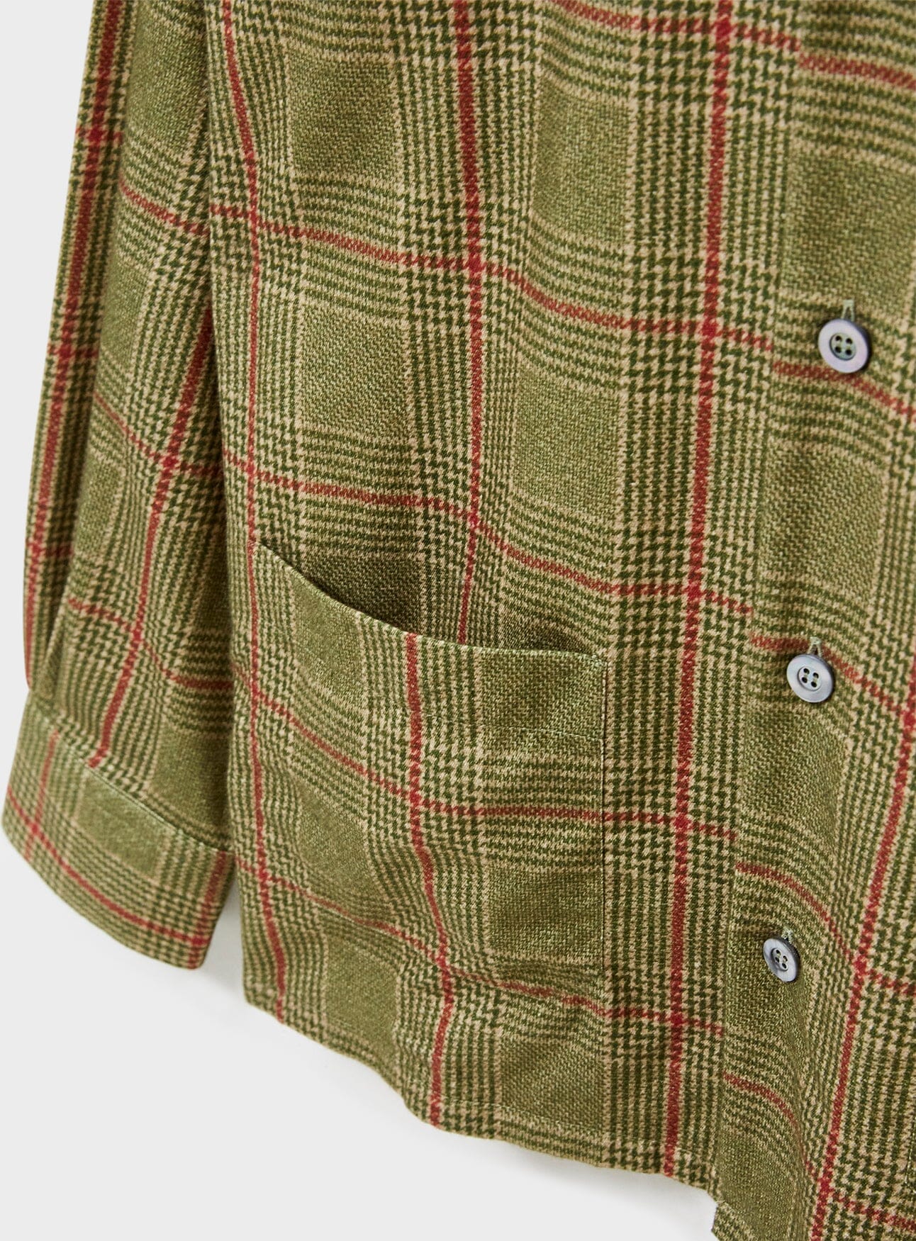 Recycled Flannel British Green Check Shirt Jacket OverShirt Neem London 