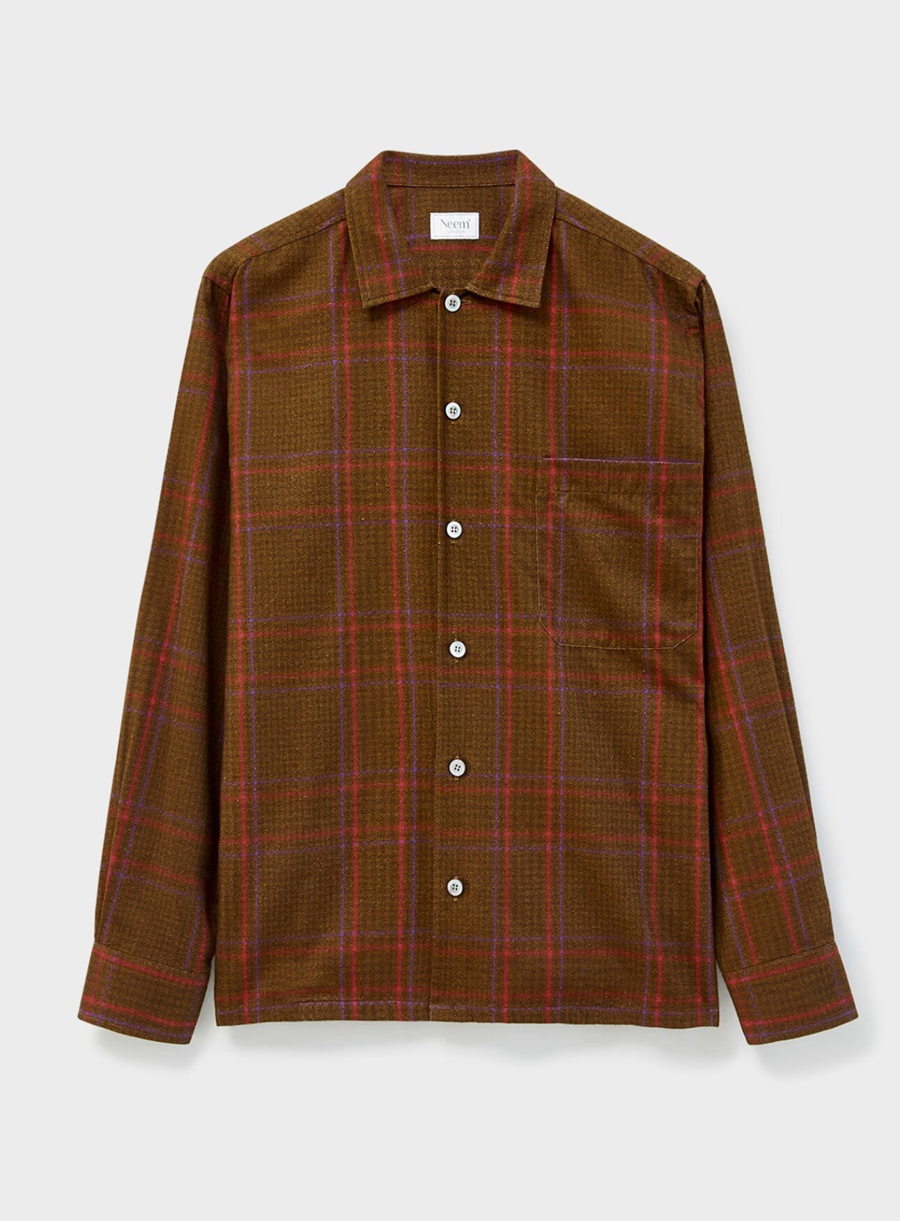 Recycled Flannel Chocolate Check Spitalfields Overshirt Over-Shirts Neem London 
