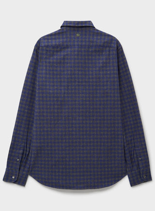 Italian Flannel Navy & Grey Check Cut Away Shirt