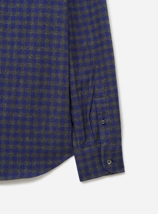 Italian Flannel Navy & Grey Check Cut Away Shirt