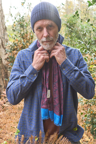 Italian Tencel Burgundy Border Scarf