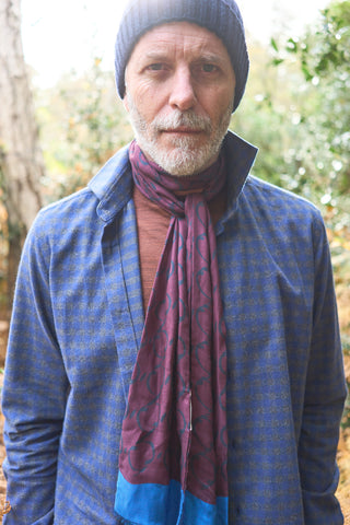 Italian Flannel Navy & Grey Check Cut Away Shirt