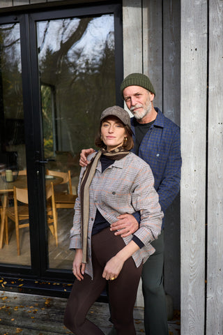 Recycled Double Faced Wool Oat Chocolate Spot Classic Scarf