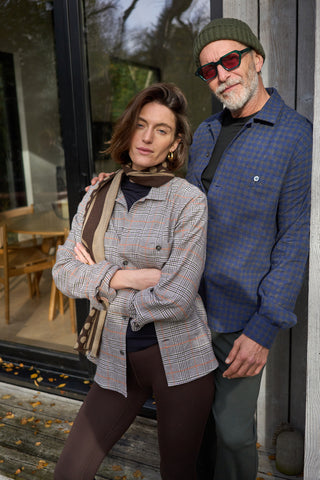 Recycled Double Faced Wool Oat Chocolate Spot Classic Scarf