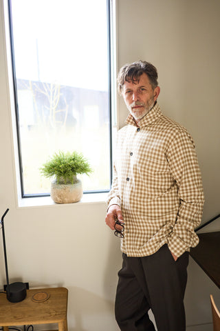 Recycled Italian Flannel Oat & Camel Check Spitalfields Overshirt