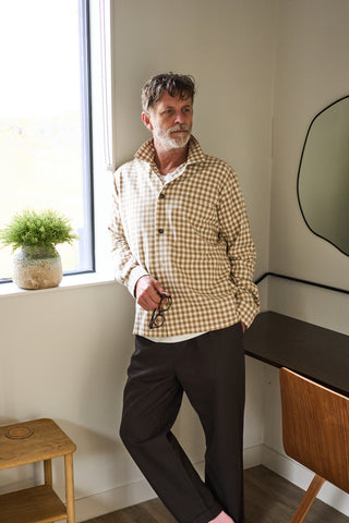 Recycled Italian Flannel Oat & Camel Check Spitalfields Overshirt