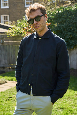 Recycled Italian Flannel Black Cropped Blouson Jacket