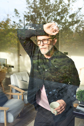 Recycled Italian Black Flannel Double Pocket Overshirt