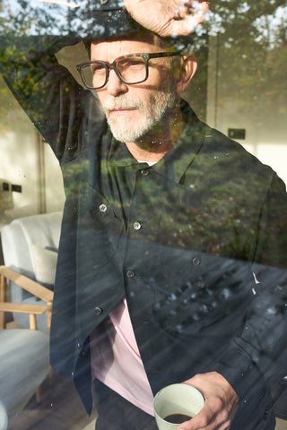 Recycled Italian Black Flannel Double Pocket Overshirt