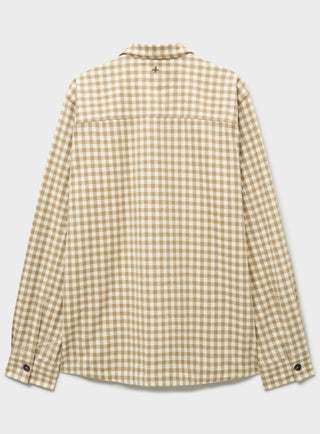 Recycled Italian Flannel Oat & Camel Check Spitalfields Overshirt