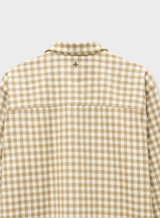 Recycled Italian Flannel Oat & Camel Check Spitalfields Overshirt