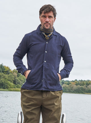 Recycled Italian Flannel Deep Navy St James Overshirt