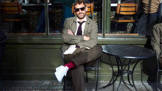 Wool and Cotton Navy and Green Dogtooth Blouson Jacket