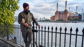 Wool and Cotton Navy and Green Dogtooth Cadogan Jacket