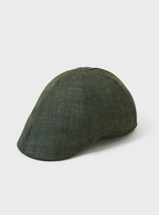 Upcycled Italian Linen Anthracite Green Flat Cap