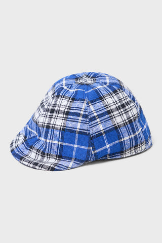 Italian Linen Blue & White Check Flat Cap
